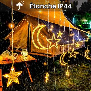 Guirlande lumineuse LED étoile et lune 220V pour extérieur IP65, décoration de fête islamique Mubarak Ramadan, cadeau de Noël - Product Image 4