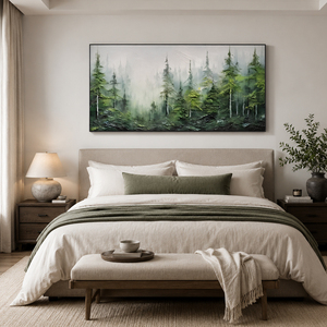 Hand Painted Textured Whispers of Forest Abstract Wall Art Oil Painting <b>for</b> Minimalist Hotel and Home Modern Interior Decor - Product Image 2