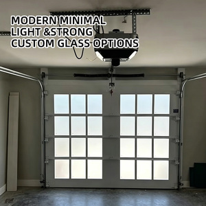 Porte de garage en aluminium et verre à vue complète, insonorisée, à fonctionnement fluide et durable, finition moderne, 8x8, pour villa de luxe - Vente chaude en gros - Product Image 4