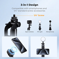Trépied pour téléphone K&F Concept 72 pouces, 3-en-1, avec clip et bâton de selfie magnétique, télécommande, support de trépied automatique pour téléphone, accessoires avec vis 1/4 pouce