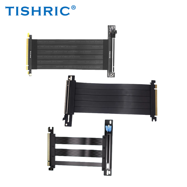 TISHRIC PCI-E 4.0 /3.0/5.0 X16 Riser Cable 0.2m EMI Shielded High-Speed Flexible Extender PCI-E Gen 4/5 GPU Extension Cord