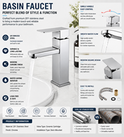 Robinet de lavabo moderne à poignée unique, sans contact, à capteur, à monter sur le plan, monotrou, avec cartouche céramique, en acier inoxydable 201 brossé, pour chambre à coucher