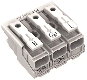 <strong>294</strong>-4013 100% Original Lighting Connector Female Power SupplyConnector Push-in 24 A, 3 Pole, Way, 500 V, White, <strong>294</strong> Series - Product Image 1