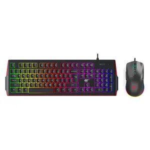 Kb866cm havit rgb teclado e mouse, combos de teclado e mouse, raton, retroiluminado, pc, jogos, teclado, mouse, combos