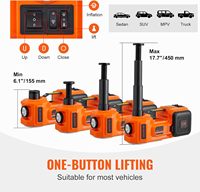 Gato hidráulico eléctrico de acero 5 en 1 para coche, 5T DC12V con llave de impacto, inflador de neumáticos, luz LED integrada y elevación rápida
