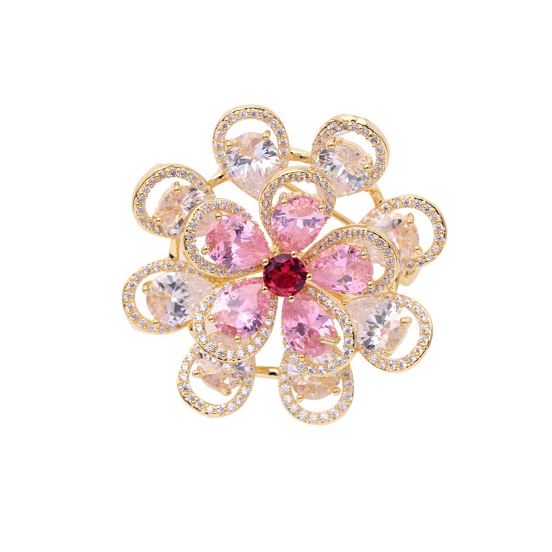 XILIANGFEIZI Роскошные модные дизайнерские Броши популярные бренды циркона Хрустальная корсажная женская элегантная желтая круглая брошь в форме цветка