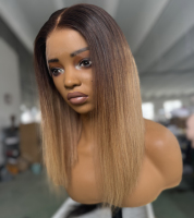 Nouvelle Arrivée Perruque Personnalisée 100% Cheveux Humains Vierges, Perruques Lace Front Sans Colle Colorées Ombrées, Cheveux Bruts de Donneur avec Cuticules Alignées