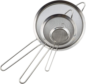 Petits passoires en acier inoxydable pour cuisine, mailles fines, poignée renforcée, 5/8/12/18 cm, utilisation domestique, <span class=keywords><strong>passoire</strong></span> de cuisine en maille - Product Image 1