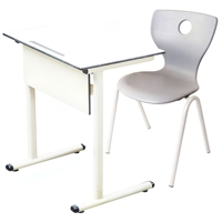 Muebles Escolares para Aula, Diseño Ergonómico Moderno, Estructura Resistente, Conjunto de Mesa y Silla Individual para Estudiantes, Duradero con Cesta de Almacenamiento