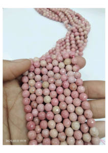 Cuentas Redondas de Rodocrosita Rosa Natural, Hilo de 15 Pulgadas, Ágata Mirani de Rajasthan, Tema Amor - Product Image 2