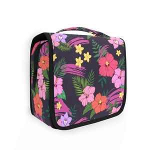 Trending Products 2025 New Arrivals Hawaiian Tropical Flower Durable Hanging Organizer Cosmetic Makeup <b>Storage</b> <b>Toiletry</b> Bag - Product Image 2