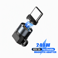 Adaptor Magnetik USB C Berkualitas Tinggi 240W Tipe C ke Tipe C Mini Digital PD Pengisian Cepat 480Mbps untuk Laptop dan Ponsel