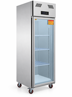 Réfrigérateur vertical commercial à porte vitrée simple pour boissons, bières et sodas, à température unique, fabriqué en Chine