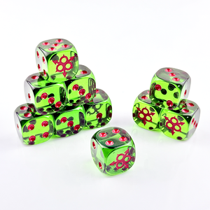 Ensemble de dés personnalisés en résine verte transparente avec symboles de Chaos, 16 mm, 6 faces, pour <span class=keywords><strong>Warhammer</strong></span> 40k, <span class=keywords><strong>jeux</strong></span> de rôle de table - Product Image 3