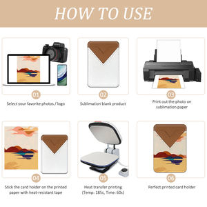 Porte-cartes de visite en cuir véritable vierge pour sublimation en gros - Portefeuille de téléphone à transfert thermique, poche pour carte de crédit DIY, autocollant 5 - Product Image 5