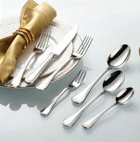 Ensemble de couverts de luxe en acier inoxydable plaqué or, couteau à dîner, fourchette, cuillère, cuillère à café, compatible lave-vaisselle