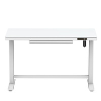Tables de bureau en verre électriques avec tiroir, hauteur réglable, bureau debout pour ordinateur, bureau à moteur unique