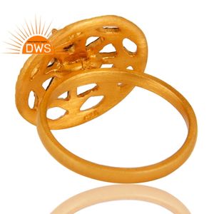 Anillo de Cóctel de Plata de Ley Texturizada Chapada en Oro de 22 Quilates con Perla India, Joyería al por Mayor, Colección Vintage - Product Image 3