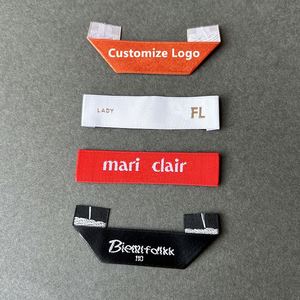 Étiquettes en tissu damassé personnalisées pour vêtements, étiquettes de couture pour le col des t-shirts, découpe au laser, impression sérigraphique pour sacs - Product Image 2