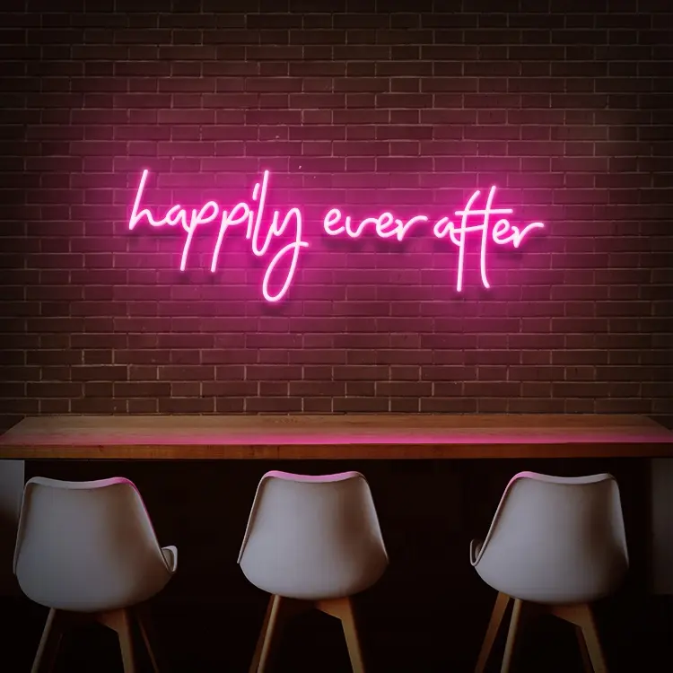 Koncept Free Drop-Shipping 100CM New Arrival Wall Mounted Letter Light Happily ever after LED Neon Sign for Wedding Decoration
