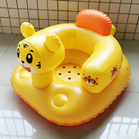 Chaise de sol gonflable pour bébé et tout-petit en forme de tigre de dessin animé avec dossier, en PVC souple, support de bain portable