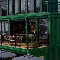 Bâtiment de café-restaurant en conteneurs à 3 étages, structure en acier modulaire, préfabriqué, projet EPC, OEM