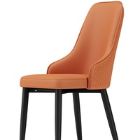 Chaise de salle à manger moderne nordique avec structure en acier et revêtement en cuir, dossier haut et accoudoirs, pour hôtel et restaurant