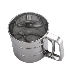 Tamiz de harina de malla para hornear, herramienta manual de acero inoxidable de alta calidad para alimentos, taza, colador de harina