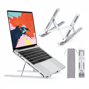 Supporto per Laptop e Tablet regolabile ergonomico per Desktop realizzato in lega di alluminio in metallo di legno per uso domestico ed esterno - Product Image 1
