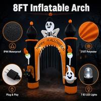 Arche gonflable d'Halloween de 8 pieds en polyester 210T, étanche IP44, avec 7 lumières LED et souffleur, décoration extérieure