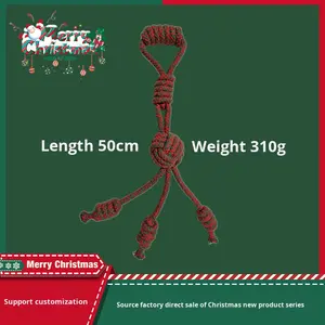 Noel sıcak satış çevre dostu köpek interaktif pamuk halat oyuncak eğitim oyuncak düğüm oyuncak köpek çiğneme oyuncakları diş temizleme için - Product Image 4