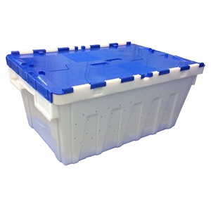 Bac de rangement en plastique empilable avec couvercle intégré et trous de ventilation TSS-TBX604026V 600X400X260mm - Product Image 1