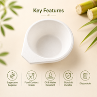 Bol doseur jetable en bagasse avec poignée, plat de pesée biodégradable en pulpe pour échantillonnage de poudres en laboratoire et cosmétiques