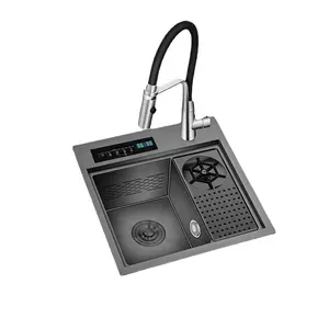 Luxus Küchen zubehör 304 Edelstahl Waschbecken Küche Smart Ultraschall Küchen spüle