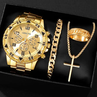 Ensemble de 4 montres-bracelets pour hommes, best-seller, haut de gamme, grand cadran, quartz, modèle en alliage, pour affaires