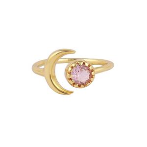 Bague en pierre précieuse d'améthyste rose véritable plaqué or forme ronde sertie de broches bague en pierre précieuse design à la main bague réglable bijoux pour cadeau - Product Image 5