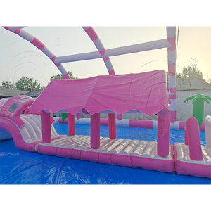 Parc aquatique gonflable <span class=keywords><strong>de</strong></span> qualité commerciale en PVC, combo toboggan et parcours d'obstacles, <span class=keywords><strong>piscine</strong></span> gonflable géante rose pour l'été, idéal pour les parcs aquatiques - Product Image 4