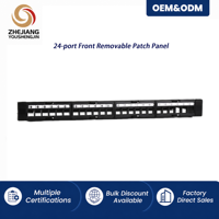 Panel Patch Cat6 24 Port, Modul Depan Dapat Dilepas, Rak Mount 19 Inch dengan Manajemen Kabel