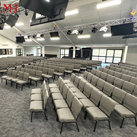 Chaises d'auditorium empilables, rembourrées, en fer, écologiques, durables, portables, pour églises et pasteurs, vente en gros, avec système d'interverrouillage