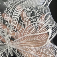 Multi Colors Polyester Mesh Broderie papillon Lace Neck Applique LT2598A