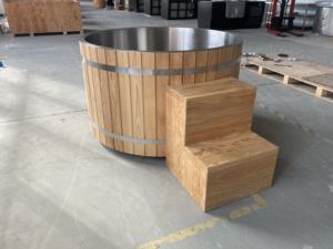 Nuovo prodotto vasca per ghiaccio in acciaio inox rivestimento in legno massello per due persone vasca rotonda - Product Image 4