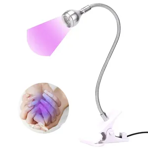 Lampe UV LED ultraviolette mini à clipser, tube métallique flexible pour usage domestique, lampe de bureau USB, séchoir à ongles pour le durcissement du gel UV pour le nail art DIY - Product Image 1