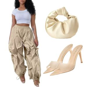 Ropa de entrenamiento elegante para <span class=keywords><strong>mujer</strong></span>, pantalones harén <span class=keywords><strong>Cargo</strong></span> de otoño a la moda con retazos con volantes, pantalones de chándal informales de estilo callejero, pantalones para <span class=keywords><strong>mujer</strong></span> - Product Image 1