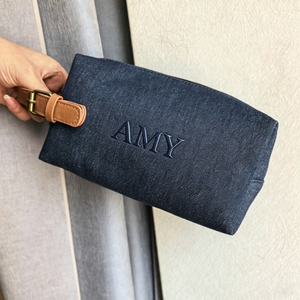 Trousse de Toilette Oxford Tendance, Sac de Voyage Maquillage en Oxford avec Poignée en PU, Pochette de Rangement Cosmétique Personnalisable avec Logo Brodé - Product Image 6