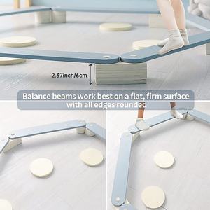 LM KIDS Toddler Indoor Playground Planche d'équilibre en <span class=keywords><strong>bois</strong></span> réglable Jouet d'exercice Montessori Baby Foot Balance Beam for Kids - Product Image 5