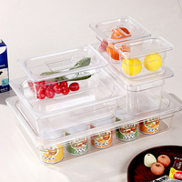 Récipient Gastronorm en plastique PC transparent chauffant Sélection de casseroles GN rectangulaires à compartiment unique pour le stockage des aliments