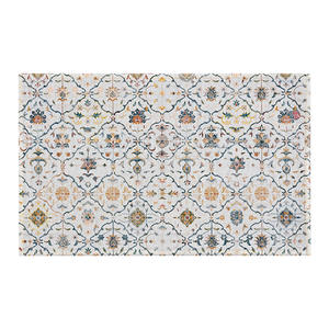 Tapis de porte Positano rectangulaire à motif médaillon, résistant aux taches, lavable, pour entrée de maison, en fibre de polyester - Product Image 1