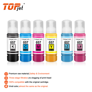 Topjet 70ml 057 chai refill <span class=keywords><strong>Dye</strong></span> dựa trên bộ dụng cụ mực tương thích cho Epson l8050 l8058 l18058 máy in phun thuốc nhuộm mực - Product Image 3