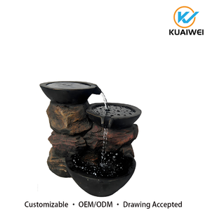 <span class=keywords><strong>Fontaine</strong></span> d'eau cascade lumineuse à énergie solaire à 3 niveaux en résine artificielle, à poser sur table ou au sol, avec son apaisant, pour intérieur et bureau - Product Image 6