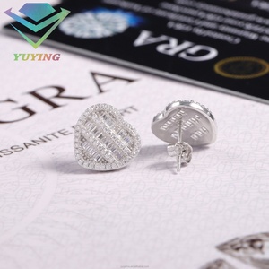 New Arrivals <b>Earring</b> Collections RTS Iced Out baguette Moissanite S925 <b>Silver</b> White Gold Plated Fashion Jewelry <b>Stud</b> <b>Earrings</b> - Product Image 1
